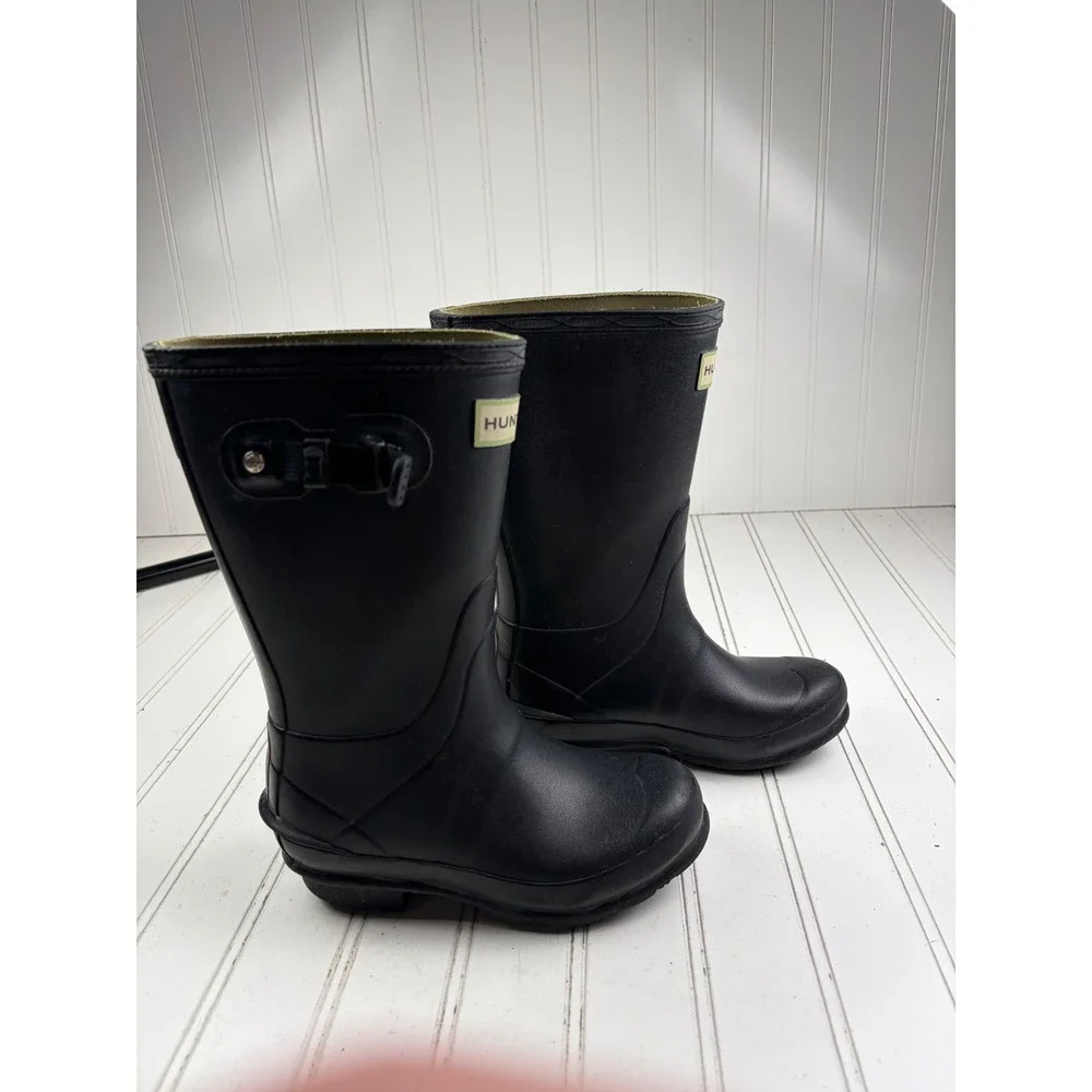 Hunter Original Black Norris Field Waterproof Rubber Rain Boots Kids Size 13/1